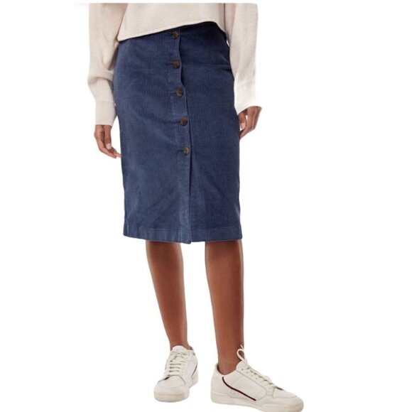 ** NEW Wilfred Layne Blue Corduroy Button Front Pencil Skirt XXS